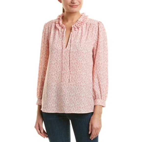Joie Evangeline Ruffle Tied Neck Top Small - Picture 1 of 4